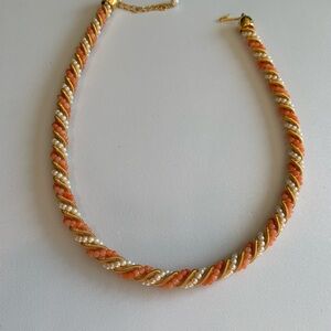 Vintage faux coral and pearl necklace.